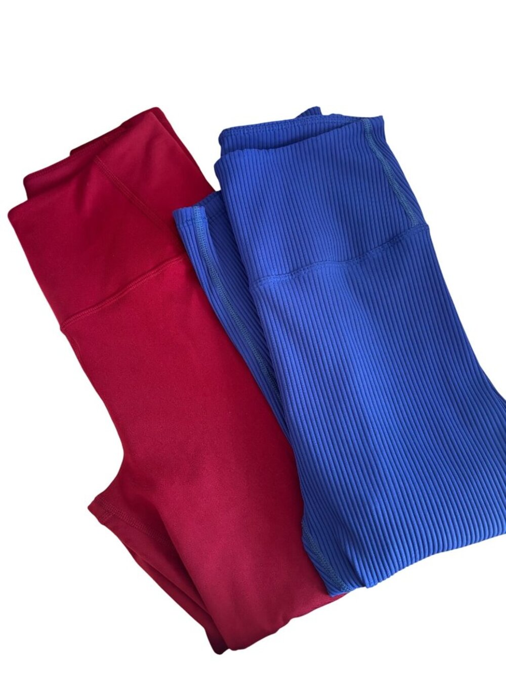 Carbon 38 Bundle Two High Waist Activewear Leggings  Red Blue Stretch Womens